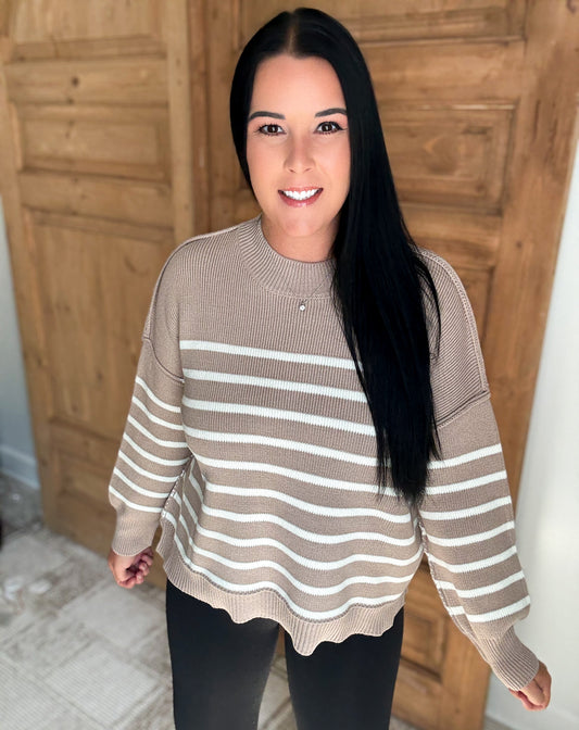MONICA OVERSIZED EXPOSED SEAM SWEATER- ASH MOCHA