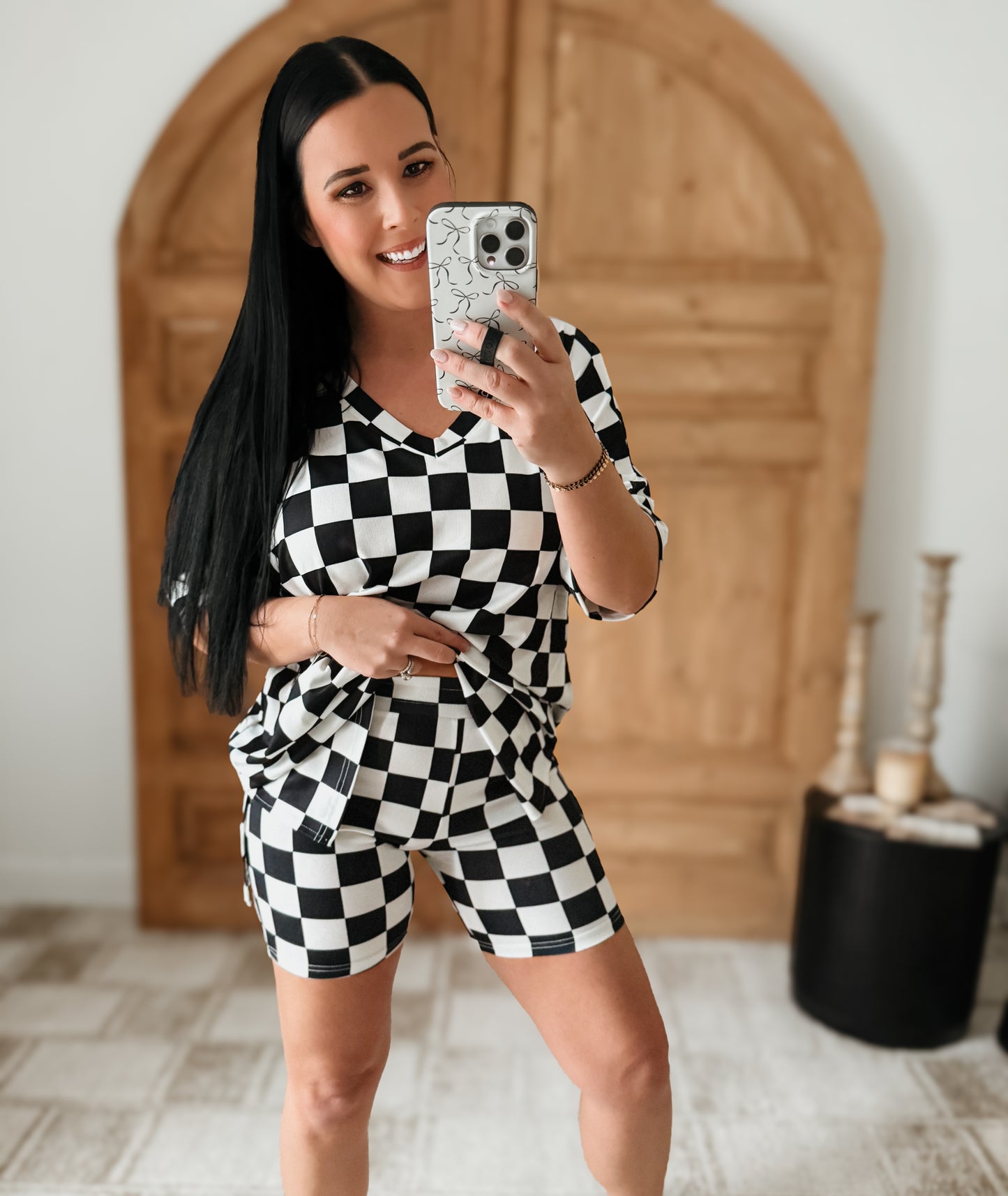 DAILY BASIS BIKER SET- BLACK/WHITE CHECKERED