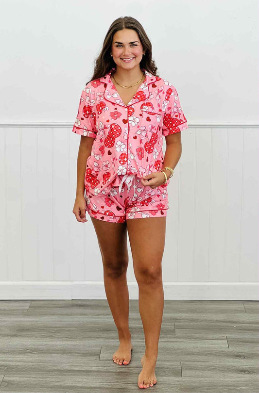 PRE ORDER SHIRLEY STONE SHORTS PAJAMAS SET- Cherry Disco