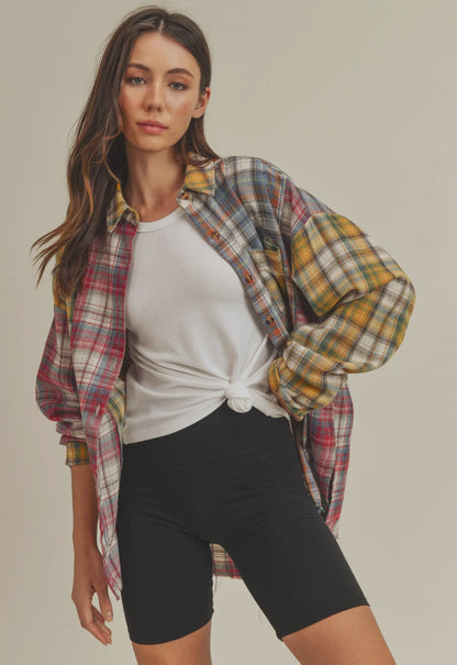 NOT YOUR DADS FLANNEL-Red/Yellow