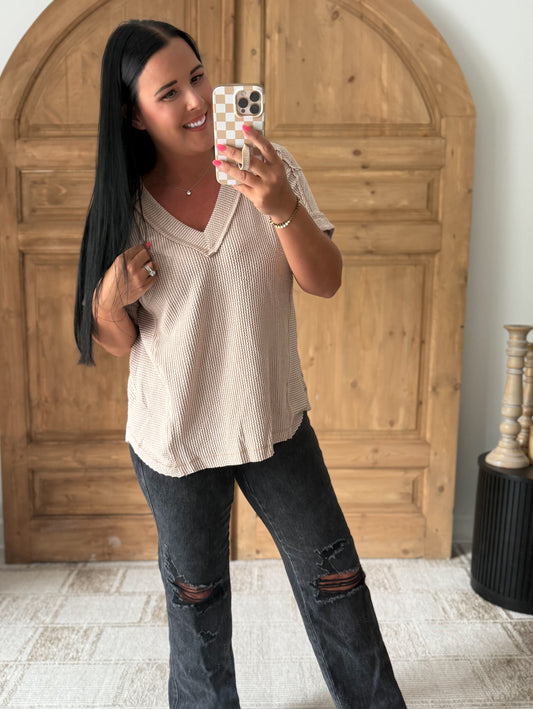 DANI SOFT RIBBED TOP-Mocha