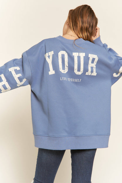 BE YOUR SELF SWEATSHIRT - WASHED BLUE