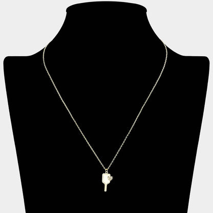 METAL HEART POINTED PICKLEBALL PADDLE PENDANT NECKLACE (SILVER & GOLD)