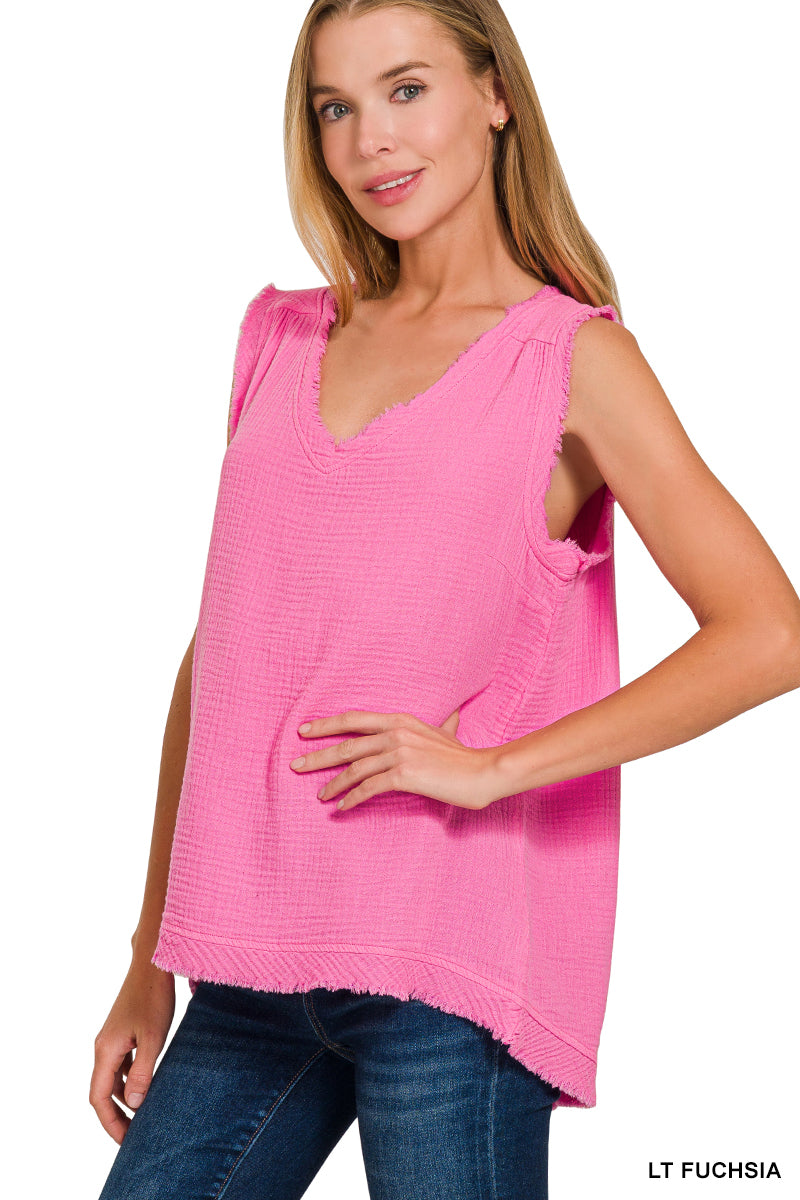 ZENANA DOUBLE GAUZE KNIT TANK *Multiple colors