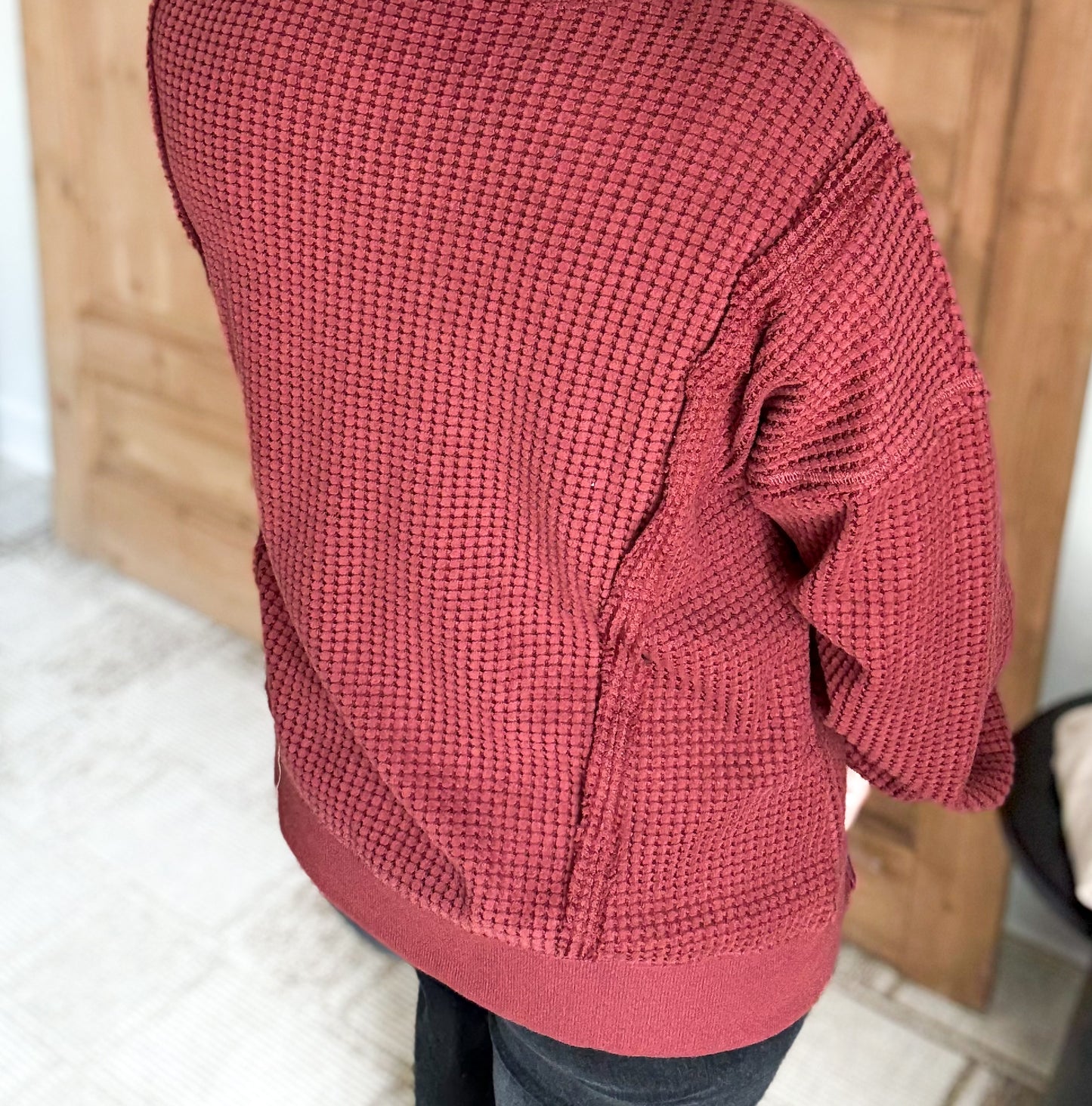 MY COMFORT WAFFLE SOFT OVERSIZED PULLOVER- *Rust