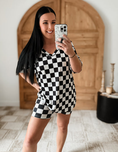 DAILY BASIS BIKER SET- BLACK/WHITE CHECKERED