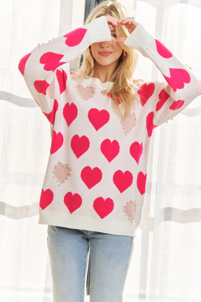 PEARL ACCENT HEART SWEATER