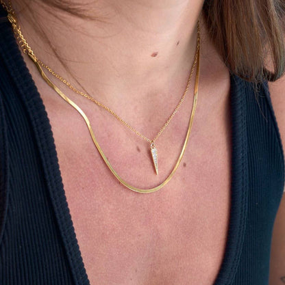 MIRCO GOLD HERRINGBONE NECKLACE