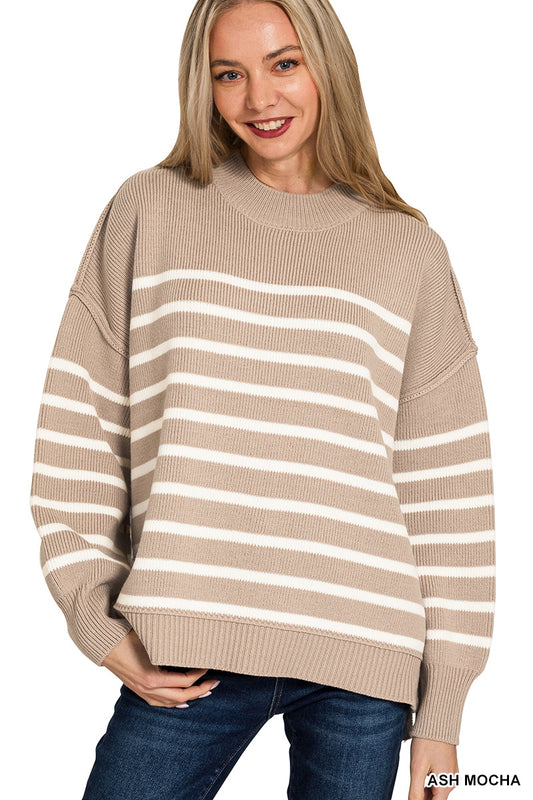 MONICA OVERSIZED EXPOSED SEAM SWEATER- ASH MOCHA
