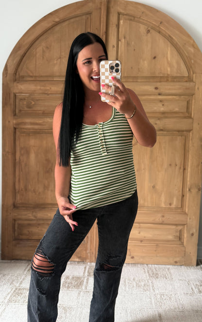 SADIE STRETCHY SOFT TANK-Green