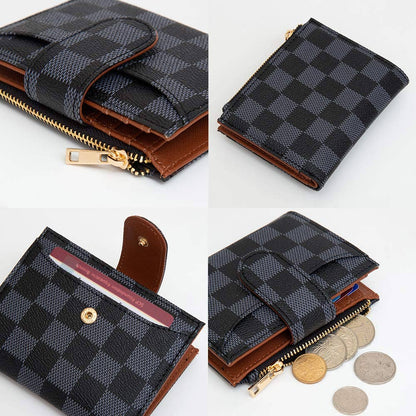 FAUX LEATHER CHECKERED FOLD WALLET (MULTIPLE COLORS)