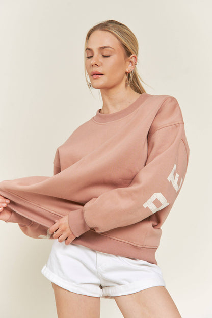 BE YOUR SELF SWEATSHIRT- DUSTY MAUVE CAMEL