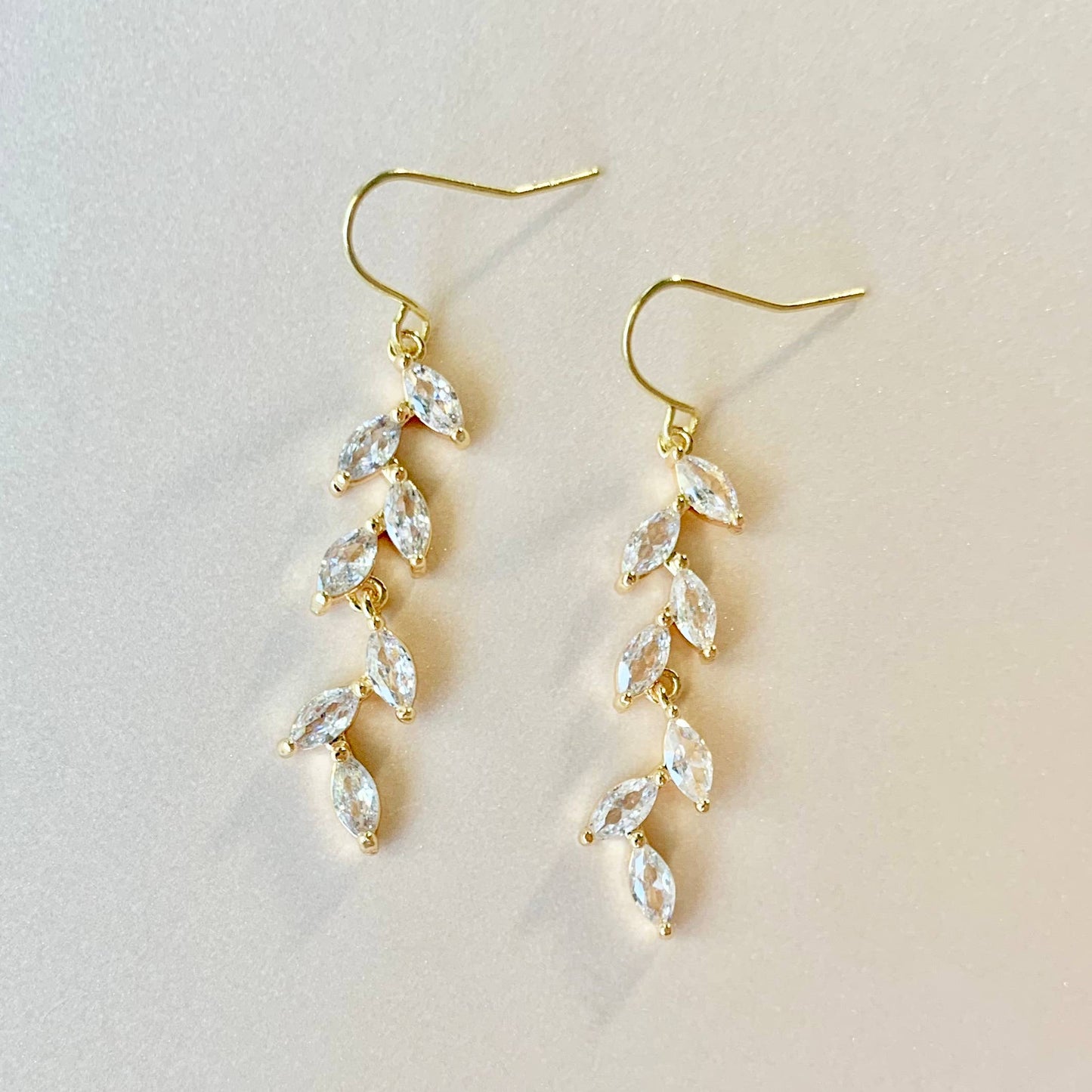 MARQUISE DANGLES | gold | dainty leaf earrings | bridal