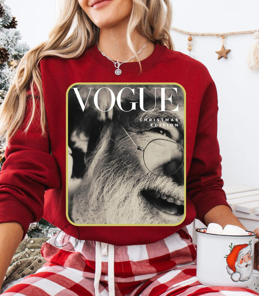 PRE ORDER- Viral Vogue Santa Crewneck Sweatshirt-Cardinal Red