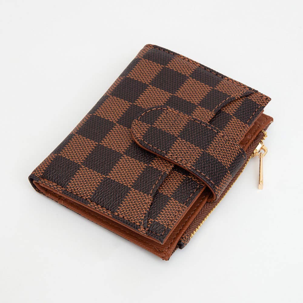 FAUX LEATHER CHECKERED FOLD WALLET (MULTIPLE COLORS)