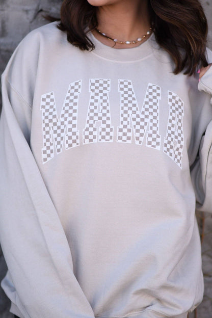 NEUTRAL CHECKERED MAMA SWEATSHIRT