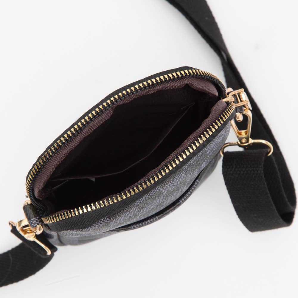 FAUX LEATHER CHECKERED MINI CROSSBODY BAG (MULTIPLE COLORS)
