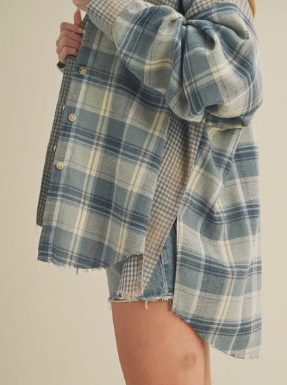 NOT YOUR DADS FLANNEL-Blue/Beige