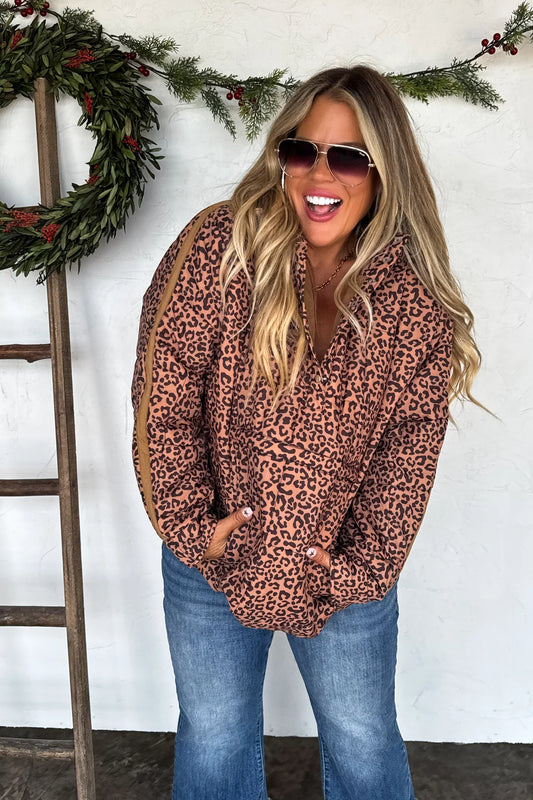 PREORDER- PRINTED PEYTON PUFFER JACKET-Cheetah