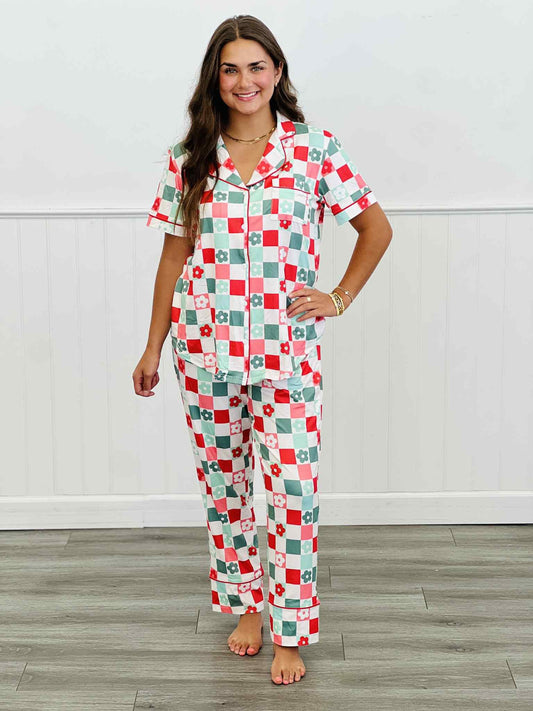 PRE ORDER SHIRLEY STONE PANT PAJAMAS SET- Christmas check