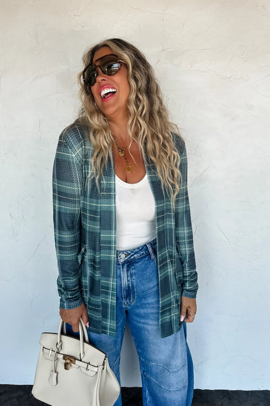 PREORDER- PLAID LOLA CARDIGAN-Green