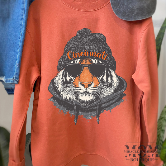 PRE ORDER CINCINNATI TIGER PIGMENT DYED SOFT CREWNECK SWEATSHIRT