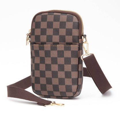 FAUX LEATHER CHECKERED MINI CROSSBODY BAG (MULTIPLE COLORS)