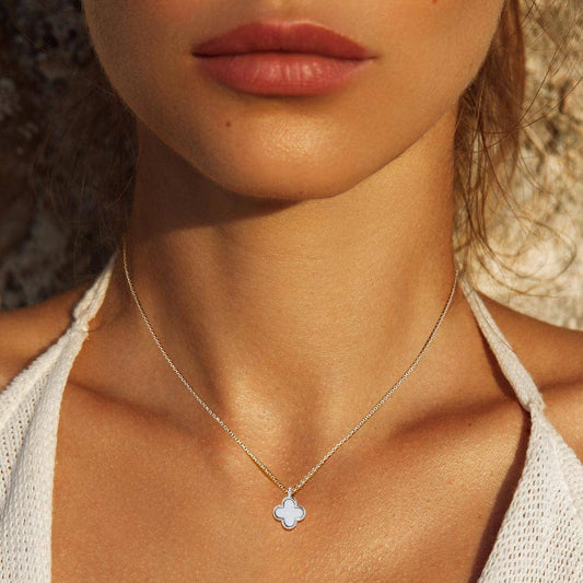 GOLD DIPPED QUATREFOIL PENDANT NECKLACE (MULTIPLE COLORS)