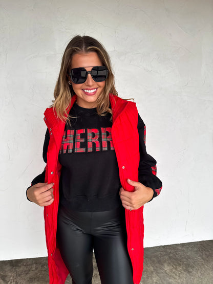 PREORDER- KENDALL LONG PUFFER VEST*Red