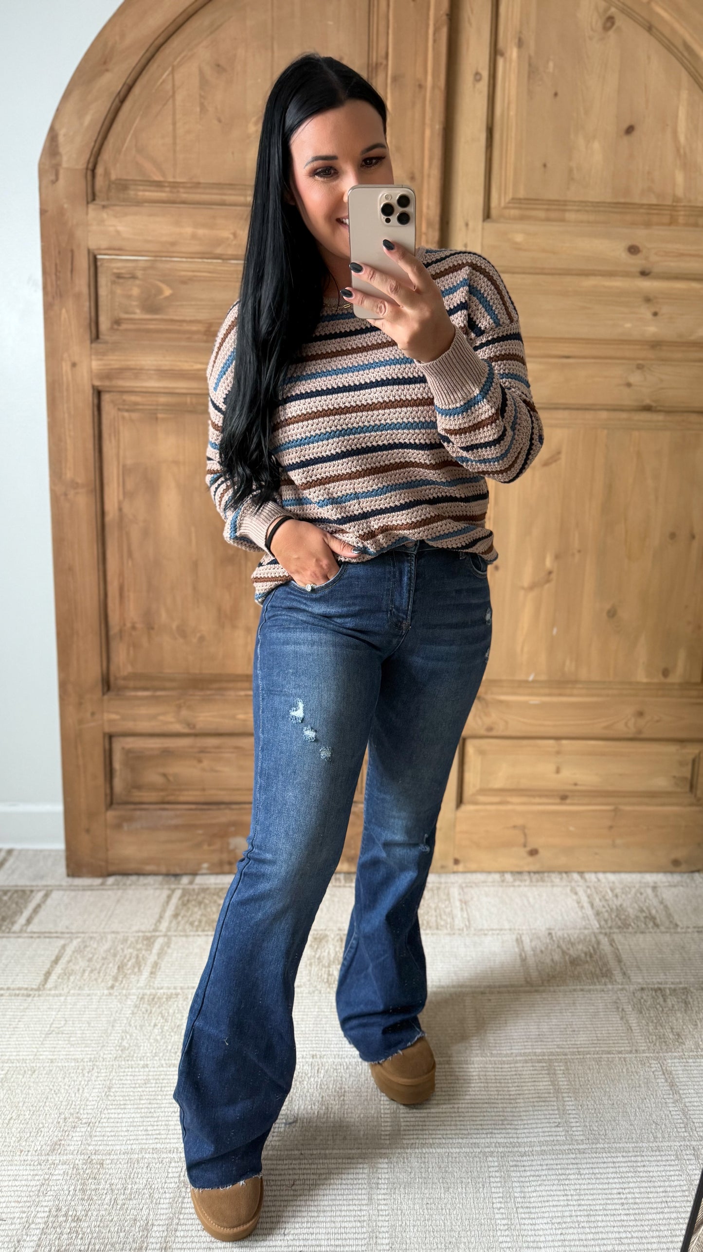 RISEN Full Size Distressed Mid Rise Flare Jeans Plus Size