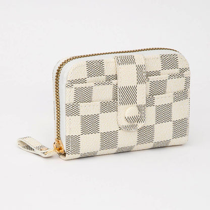CHECKERED FAUX LEATHER CARD HOLDER (MULTIPLE COLORS)