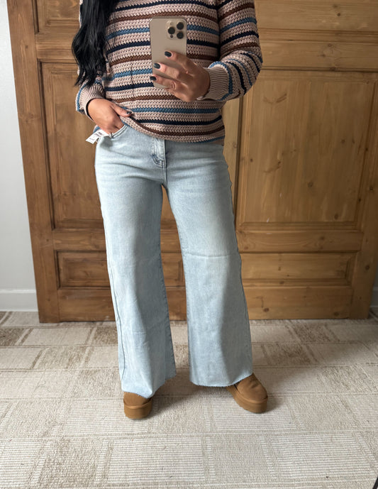 RISEN Full Size High Rise Ankle Wide Palazzo Jeans Plus Size