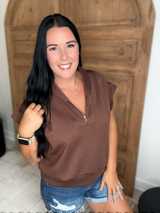 SCUBA BUTTERY SOFT HALF ZIP-Brown