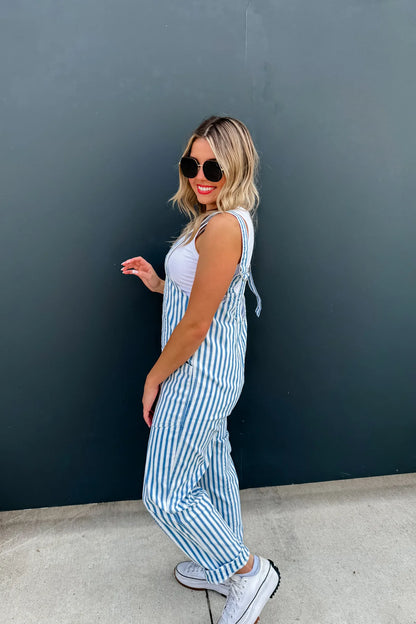 BLAKELEY HAZEL BLUE STRIPE BRITTE ROMPER OVERALL