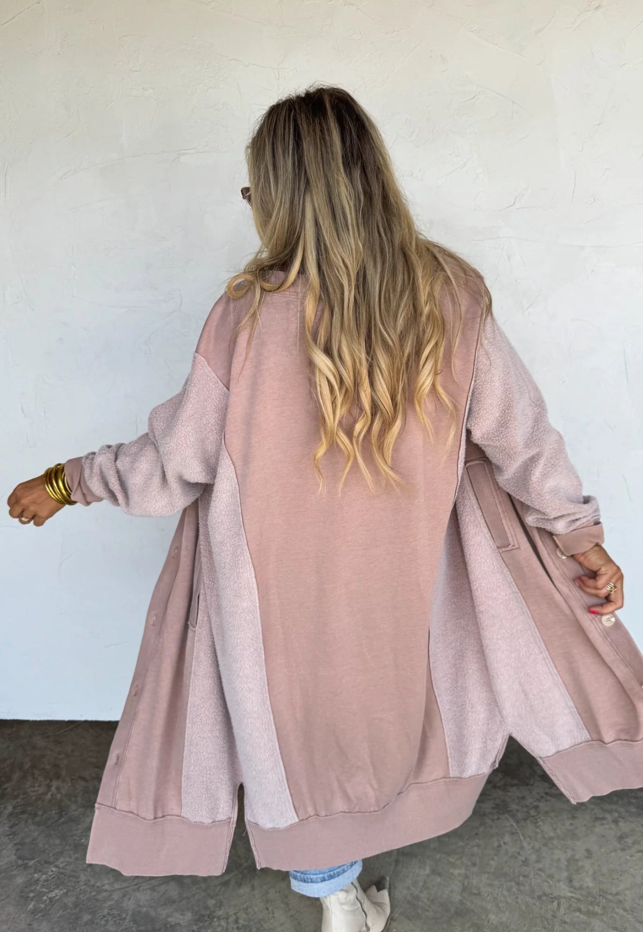BLAKELEY DESI SOFT SWEATSHIRT CARDIGAN-Taupe