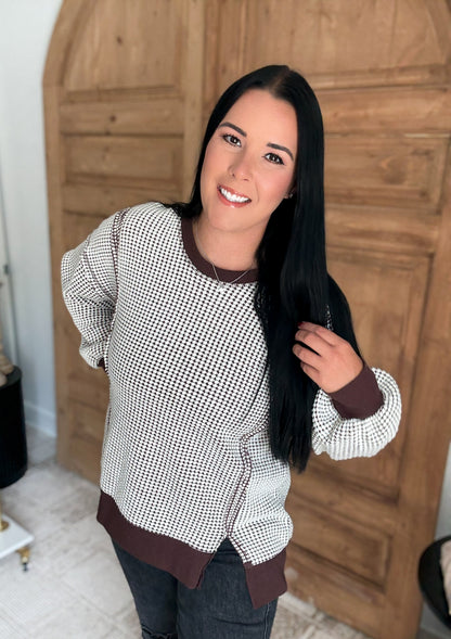 MY COMFORT WAFFLE SOFT OVERSIZED PULLOVER- *Brown