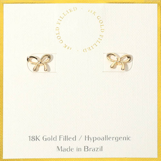 18K GOLD FILLED HYPOALLERGENIC BOW STUD EARRINGS