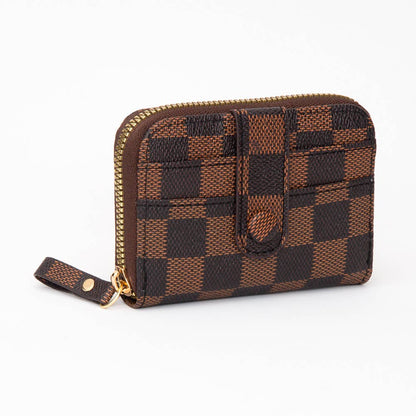 CHECKERED FAUX LEATHER CARD HOLDER (MULTIPLE COLORS)