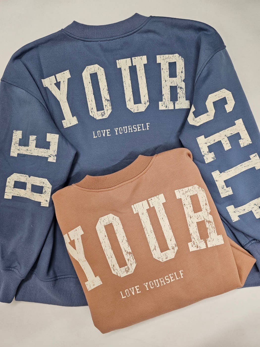 BE YOUR SELF SWEATSHIRT- DUSTY MAUVE CAMEL