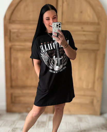 Graphic Round Neck Short Sleeve Tee Dress
