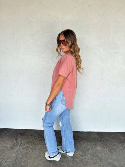 PREORDER- NEW COLORS- JOEY WASHED COTTON BOYFRIEND TEE*multiple colors