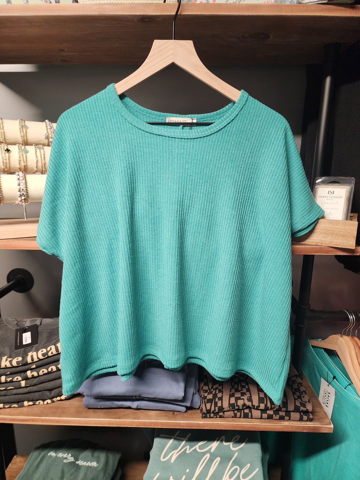 ZENANA RIBBED ROUND NECK SHORT SLEEVE SWEATER *MULTIPLE COLORS