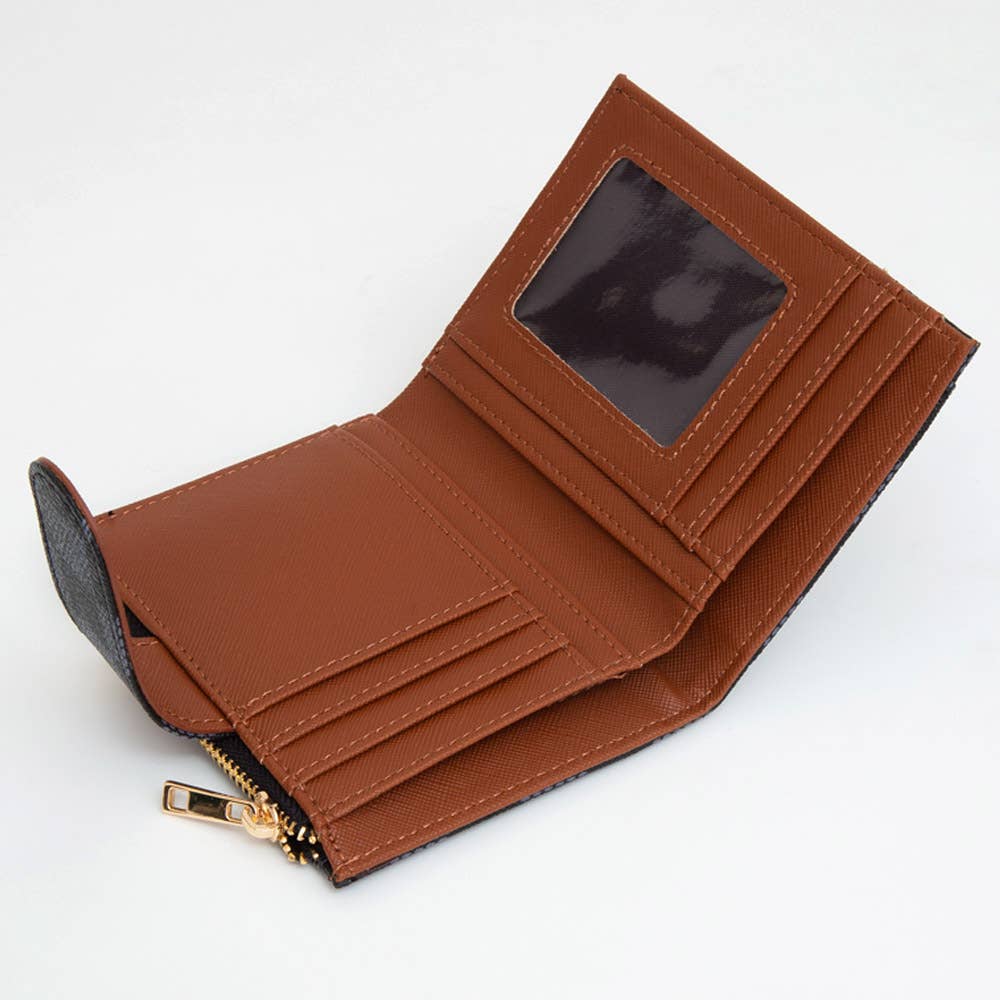 FAUX LEATHER CHECKERED FOLD WALLET (MULTIPLE COLORS)
