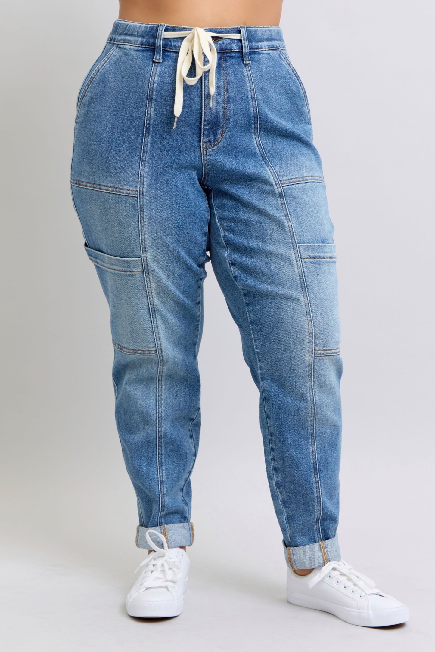 ONLINE EXCLUSIVE CLAYTON HIGH RISE CUFFED CARGO DENIM JOGGER