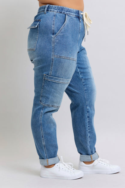 ONLINE EXCLUSIVE CLAYTON HIGH RISE CUFFED CARGO DENIM JOGGER