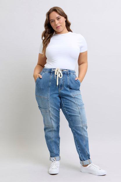 ONLINE EXCLUSIVE CLAYTON HIGH RISE CUFFED CARGO DENIM JOGGER