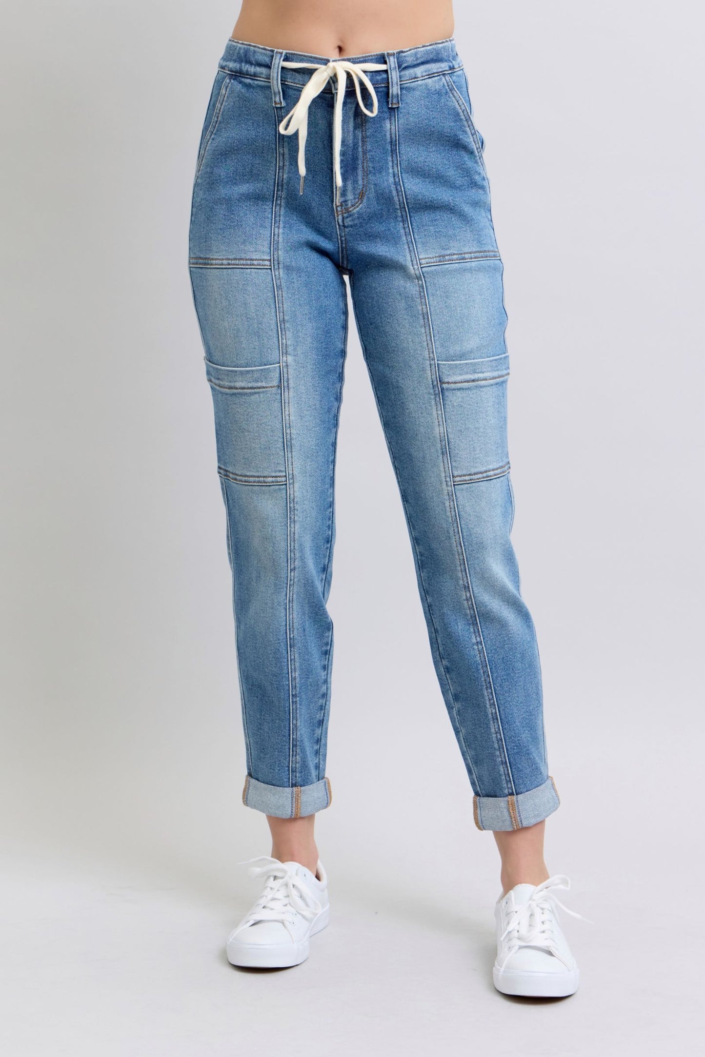 ONLINE EXCLUSIVE CLAYTON HIGH RISE CUFFED CARGO DENIM JOGGER