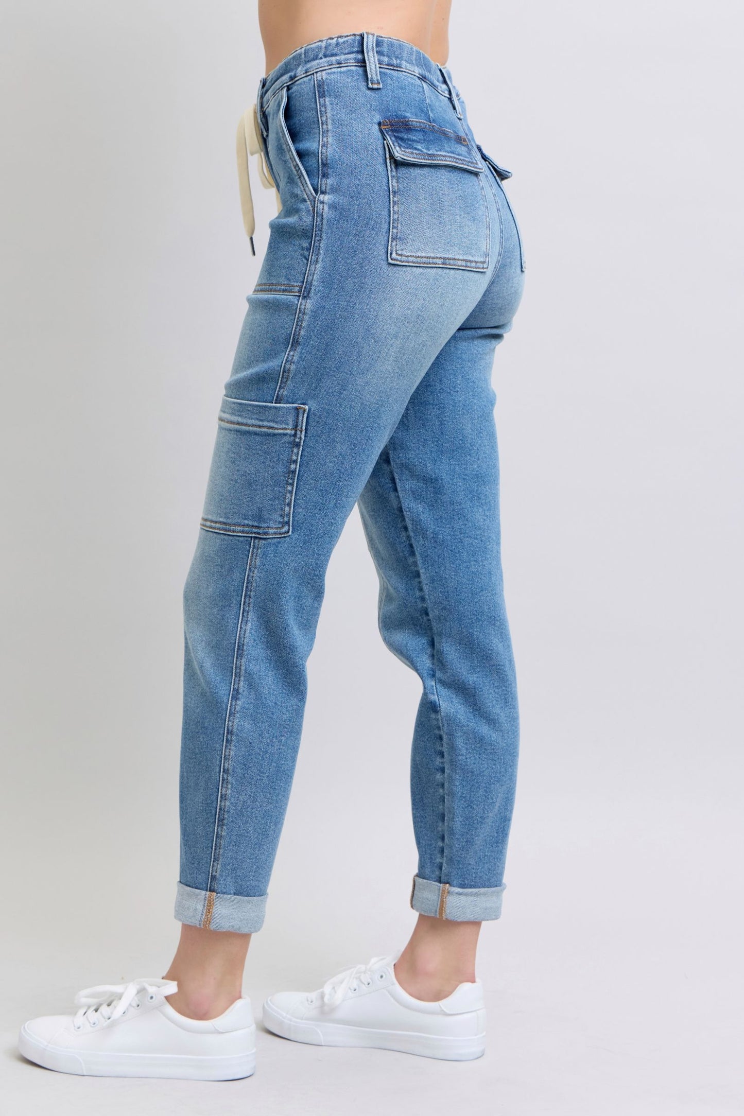 ONLINE EXCLUSIVE CLAYTON HIGH RISE CUFFED CARGO DENIM JOGGER