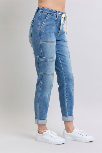 ONLINE EXCLUSIVE CLAYTON HIGH RISE CUFFED CARGO DENIM JOGGER