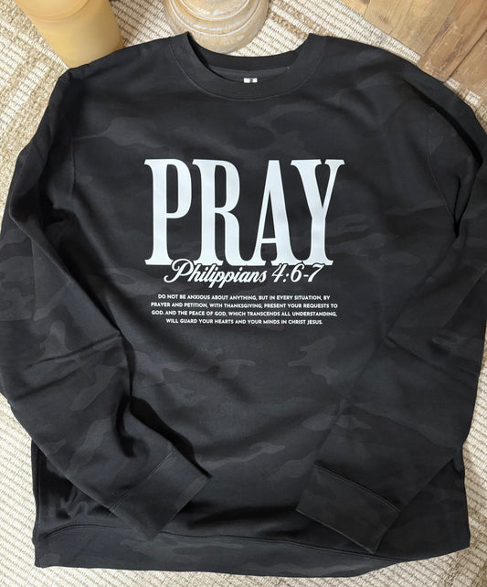 PRAY CAMO DO NOT BE ANXIOUS SWEATSHIRT